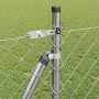 Valla de eslabones de cadena con postes Plateado 0.8 x 10 m