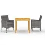 Gray 3-Piece Garden Dining Set by vidaXL, Garden sets - Ref: Foro24-3067668, Price: 242,68 €, Discount: %