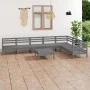 Gartenmöbel-Set 8-teilig aus massivem grauem Kiefernholz von vidaXL, Gartensets - Ref: Foro24-3083021, Preis: 417,67 €, Rabat...