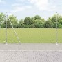Valla de eslabones de cadena con postes Plateado 1.6 x 10 m