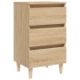 Mesita de noche patas madera maciza roble Sonoma 40x35x69 cm de vidaXL, Mesitas de noche - Ref: Foro24-805893, Precio: 62,01 ...