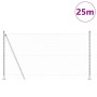 Valla de eslabones de cadena con postes Plateado 1.2 x 25 m