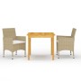 3-teiliges beige Garten-Esszimmerset von vidaXL, Gartensets - Ref: Foro24-3067669, Preis: 254,72 €, Rabatt: %