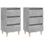 Nachttische 2 Stück Beine aus Holz grau Beton 40x35x69 cm von vidaXL, Nachttische - Ref: Foro24-805896, Preis: 98,39 €, Rabat...