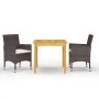 Juego de comedor de jardín de 3 piezas marrón de vidaXL, Conjuntos de jardín - Ref: Foro24-3067670, Precio: 249,59 €, Descuen...