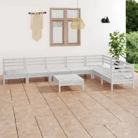 8-teiliges Gartenmöbel-Set aus massivem Kiefernholz aus weißem Holz von vidaXL, Gartensets - Ref: Foro24-3083020, Preis: 392,...
