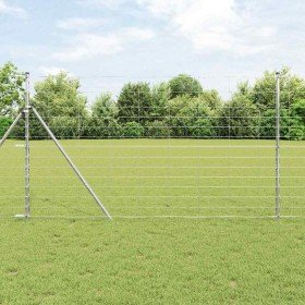 Valla de campo Plateado 50 x 1.4 m Acero galvanizado en Paneles de vallas | Comprar online en Foro24