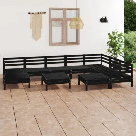 Gartenmöbel-Set 10-teilig aus massivem schwarzem Kiefernholz von vidaXL, Gartensets - Ref: Foro24-3083033, Preis: 500,76 €, R...