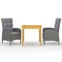Juego de comedor de jardín de 3 piezas gris de vidaXL, Conjuntos de jardín - Ref: Foro24-3067679, Precio: 408,75 €, Descuento: %
