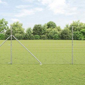 Valla de campo Plateado 25 x 1.5 m Acero galvanizado en Paneles de vallas | Comprar online en Foro24
