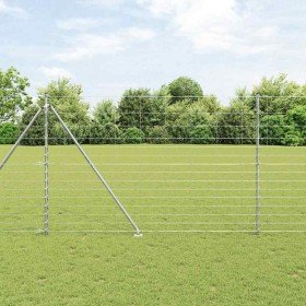 Valla de campo Plateado 25 x 1.6 m Acero galvanizado