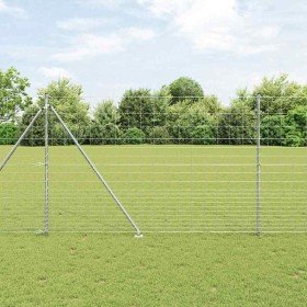Valla de campo Plateado 25 x 1.6 m Acero galvanizado