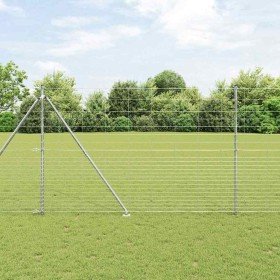 Valla de campo Plateado 25 x 1.6 m Acero galvanizado
