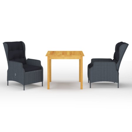 Juego de comedor para jardín 3 piezas gris oscuro