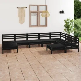 Garden furniture set 9 pieces solid black pine wood by vidaXL, Garden sets - Ref: Foro24-3083028, Price: 459,35 €, Discount: %