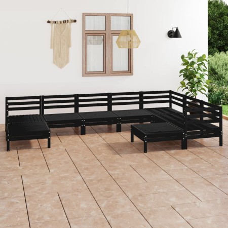 Garden furniture set 9 pieces solid black pine wood by vidaXL, Garden sets - Ref: Foro24-3083028, Price: 465,45 €, Discount: %