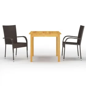 Brown 3-piece garden dining set by vidaXL, Garden sets - Ref: Foro24-3067689, Price: 214,76 €, Discount: %
