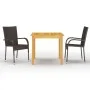 Brown 3-piece garden dining set by vidaXL, Garden sets - Ref: Foro24-3067689, Price: 214,74 €, Discount: %