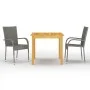 Juego de comedor para jardín 3 piezas gris de vidaXL, Conjuntos de jardín - Ref: Foro24-3067691, Precio: 215,90 €, Descuento: %