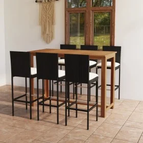 7-piece garden bar set with black cushions by vidaXL, Garden sets - Ref: Foro24-3068006, Price: 627,65 €, Discount: %