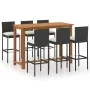 Conjunto de bar para jardín 7 piezas con cojines negro de vidaXL, Conjuntos de jardín - Ref: Foro24-3068006, Precio: 626,93 €...