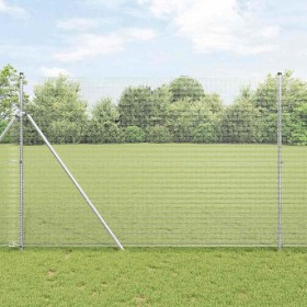 Reja con postes Plateado 1.6 x 10 m Acero