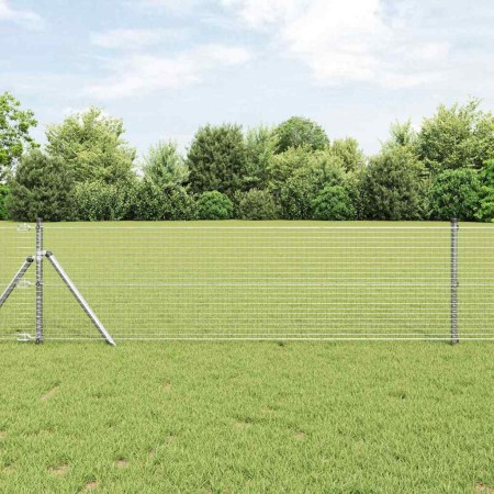 Reja con postes Plateado 0.6 x 25 m Acero