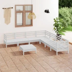 Gartenmöbel-Set 8-teilig aus massivem weißem Kiefernholz von vidaXL, Gartensets - Ref: Foro24-3083100, Preis: 439,63 €, Rabat...