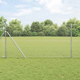 Reja con postes Plateado 1 x 25 m Acero