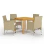 Juego de comedor de jardín de 5 piezas beige de vidaXL, Conjuntos de jardín - Ref: Foro24-3067673, Precio: 365,27 €, Descuent...