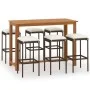 7-piece garden bar set with brown cushions by vidaXL, Garden sets - Ref: Foro24-3068010, Price: 376,46 €, Discount: %