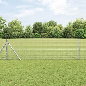 Reja con postes Plateado 0.8 x 50 m Acero