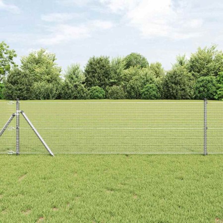 Reja con postes Plateado 0.8 x 50 m Acero