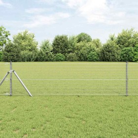 Reja con postes Plateado 0.8 x 50 m Acero