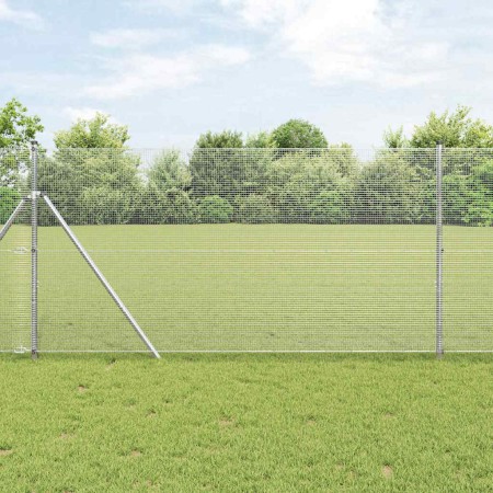 Reja con postes Plateado 1 x 50 m Acero
