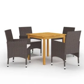 5-teiliges braunes Esszimmerset für den Garten von vidaXL, Gartensets - Ref: Foro24-3067674, Preis: 367,67 €, Rabatt: %