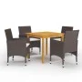 Juego de comedor de jardín de 5 piezas marrón de vidaXL, Conjuntos de jardín - Ref: Foro24-3067674, Precio: 367,63 €, Descuen...