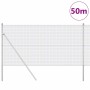 Reja con postes Plateado 1 x 50 m Acero