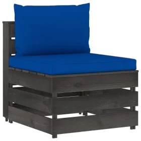 Sectional central sofa with gray impregnated wood cushions by vidaXL, Modular outdoor sofas - Ref: Foro24-3068130, Price: 89,...