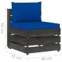 Sectional central sofa with gray impregnated wood cushions by vidaXL, Modular outdoor sofas - Ref: Foro24-3068130, Price: 89,...