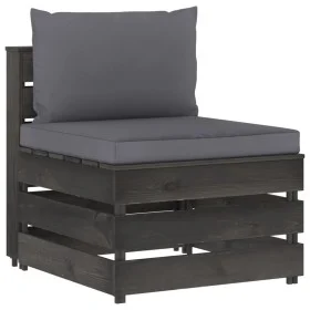 Sectional central sofa with gray impregnated wood cushions by vidaXL, Modular outdoor sofas - Ref: Foro24-3068120, Price: 97,...