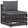 Sectional central sofa with gray impregnated wood cushions by vidaXL, Modular outdoor sofas - Ref: Foro24-3068120, Price: 98,...