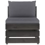 Sectional central sofa with gray impregnated wood cushions by vidaXL, Modular outdoor sofas - Ref: Foro24-3068120, Price: 98,...