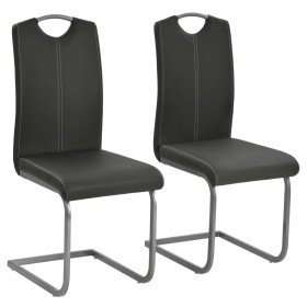 Sillas de comedor voladizas 2 unidades cuero sintético gris Sillas de comedor voladizas 2 unidades cuero sintético gris