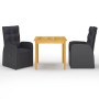3-piece black garden dining set by vidaXL, Garden sets - Ref: Foro24-3067717, Price: 440,38 €, Discount: %