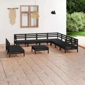 10-teiliges Gartenmöbel-Set aus massivem Kiefernholz schwarz von vidaXL, Gartensets - Ref: Foro24-3083133, Preis: 514,67 €, R...