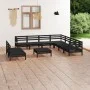 10-teiliges Gartenmöbel-Set aus massivem Kiefernholz schwarz von vidaXL, Gartensets - Ref: Foro24-3083133, Preis: 514,67 €, R...