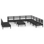 10-teiliges Gartenmöbel-Set aus massivem Kiefernholz schwarz von vidaXL, Gartensets - Ref: Foro24-3083133, Preis: 514,67 €, R...