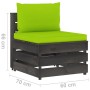Central sectional sofa with gray impregnated wood cushions by vidaXL, Modular outdoor sofas - Ref: Foro24-3068131, Price: 88,...