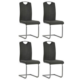 Sillas de comedor voladizas 4 unidades cuero sintético gris Sillas de comedor voladizas 4 unidades cuero sintético gris